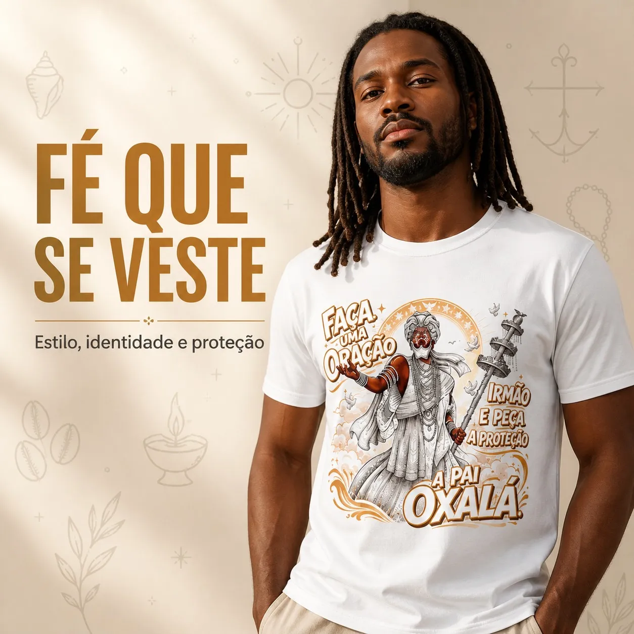 Camiseta Oxalá Unissex Branca 100% Algodão | Camisa Umbanda Orixá Fé e Proteção 1