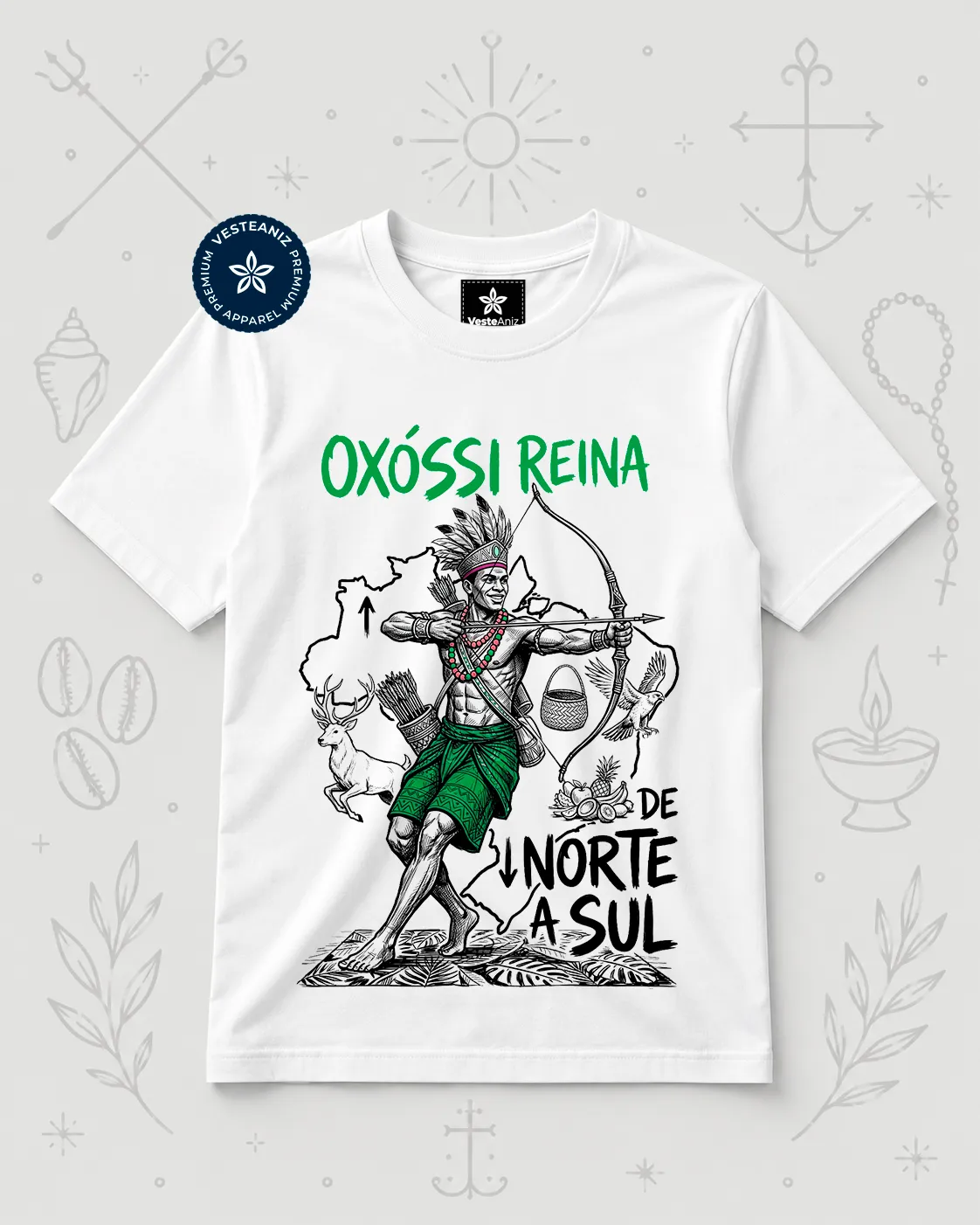 Camiseta Oxóssi - de norte a sul