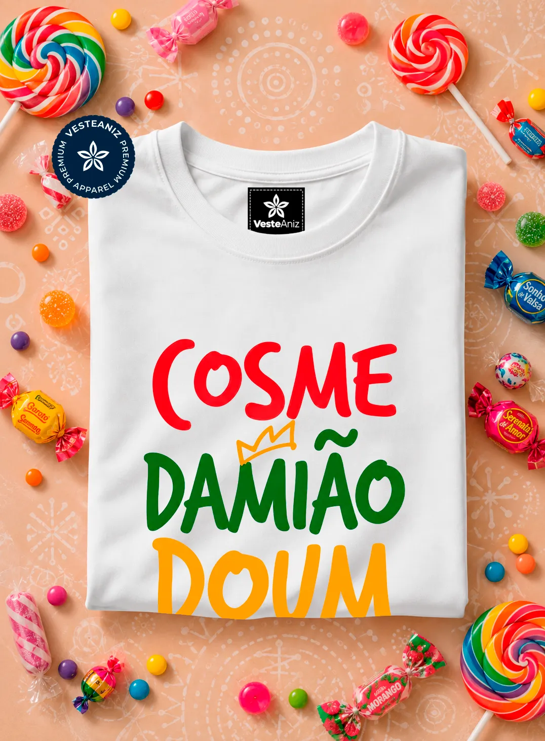 Camiseta Cosme, Damião, Doum – Onde está o Erê? | VesteAniz 2