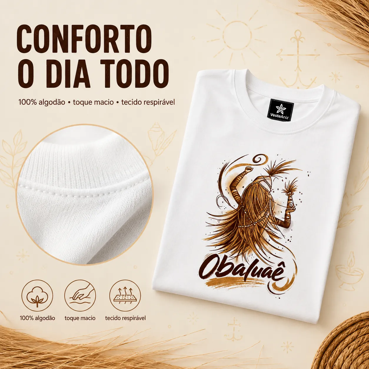 Camiseta Obaluaê Umbanda – Coleção Orixás | 100% Algodão 3