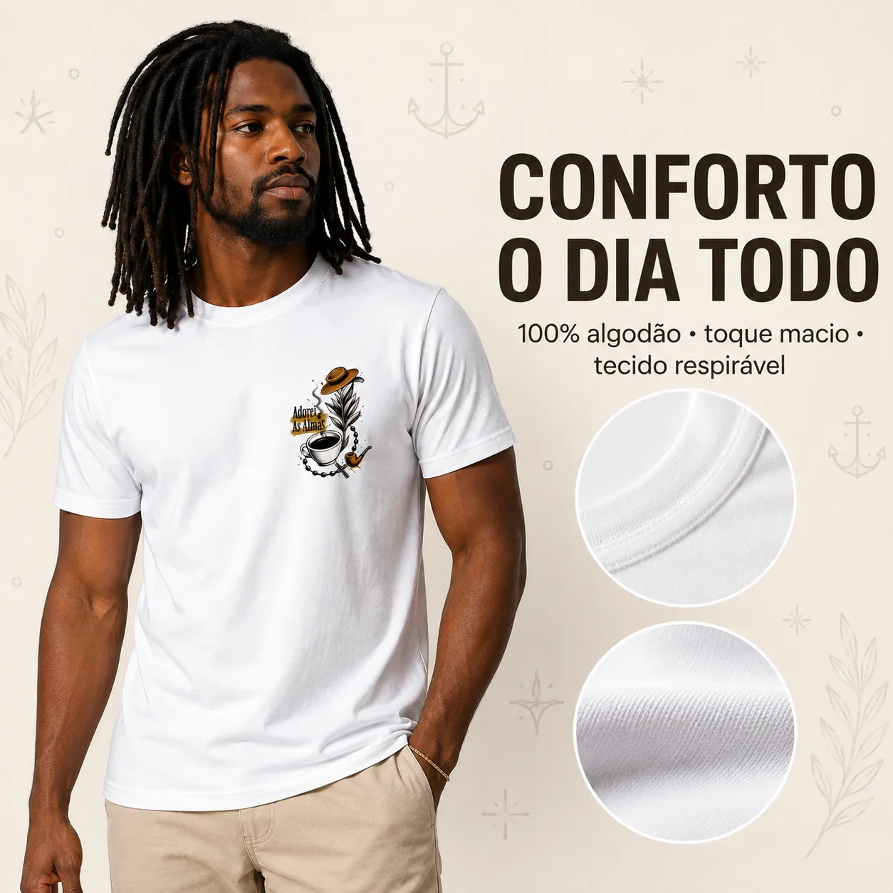Camiseta Preto Velho Umbanda – Adorei as Almas | 100% Algodão 3