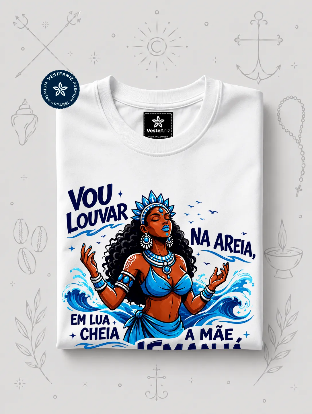 Camiseta Iemanjá - Vou Louvar na Areia | VesteAniz 2