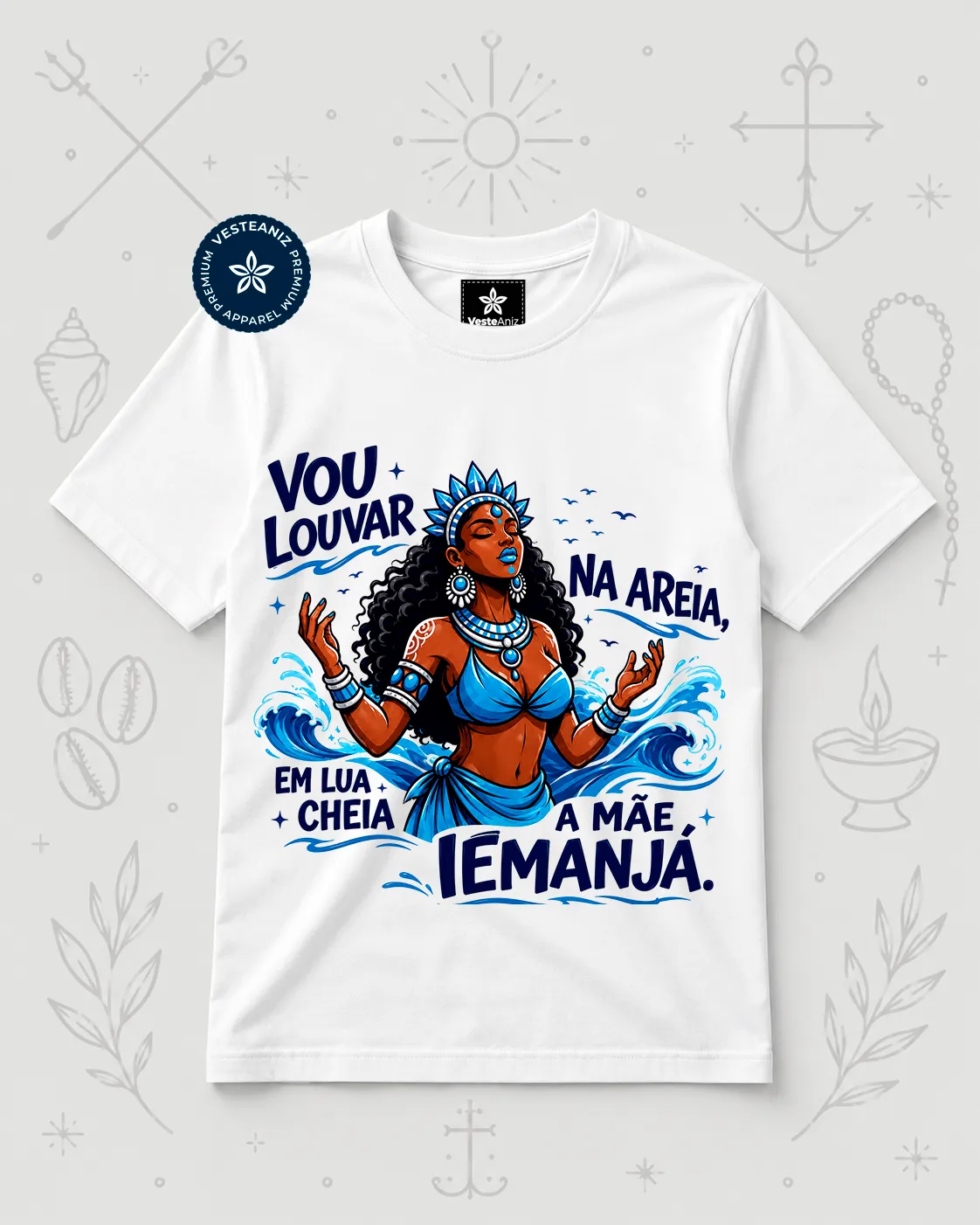 Camiseta Iemanjá - Vou Louvar na Areia | VesteAniz