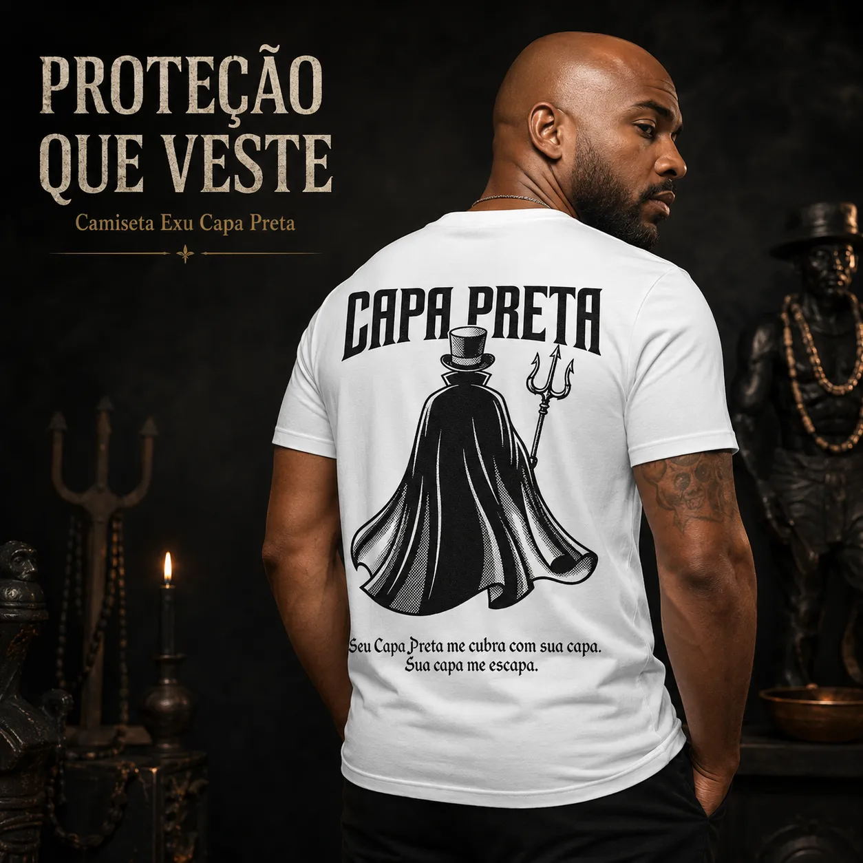 Camiseta Exu Capa Preta Umbanda – Me Cubra com Sua Capa | Algodão