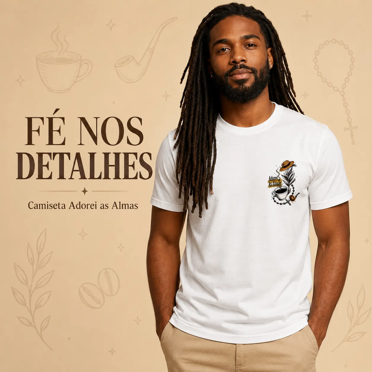 Camiseta Preto Velho Umbanda – Adorei as Almas | 100% Algodão
